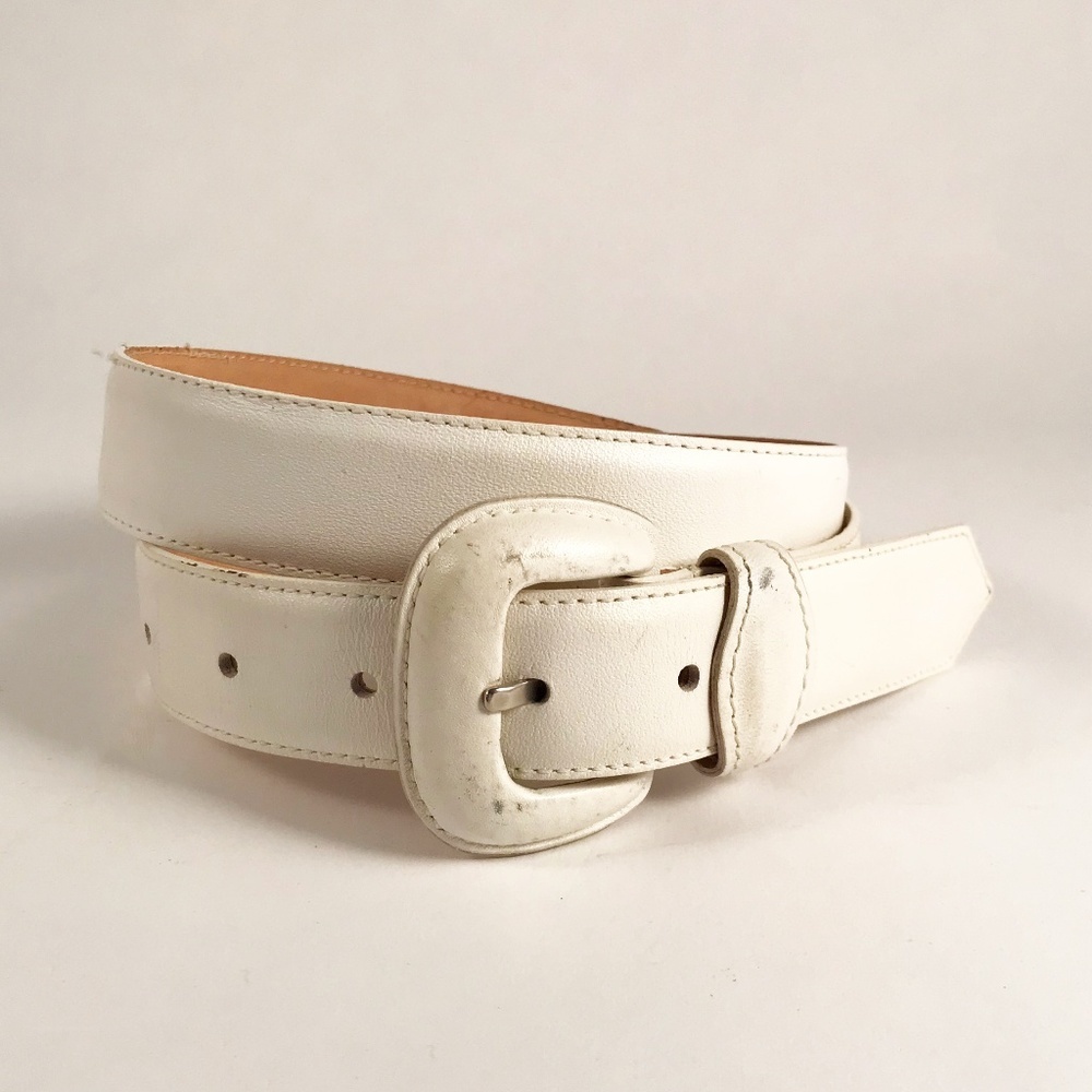 Charter Club Vintage White Leather Belt